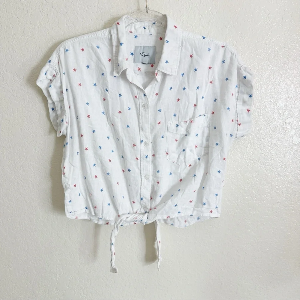 Rails Amelie Tie Front Shirt white size M - Picture 3 of 12